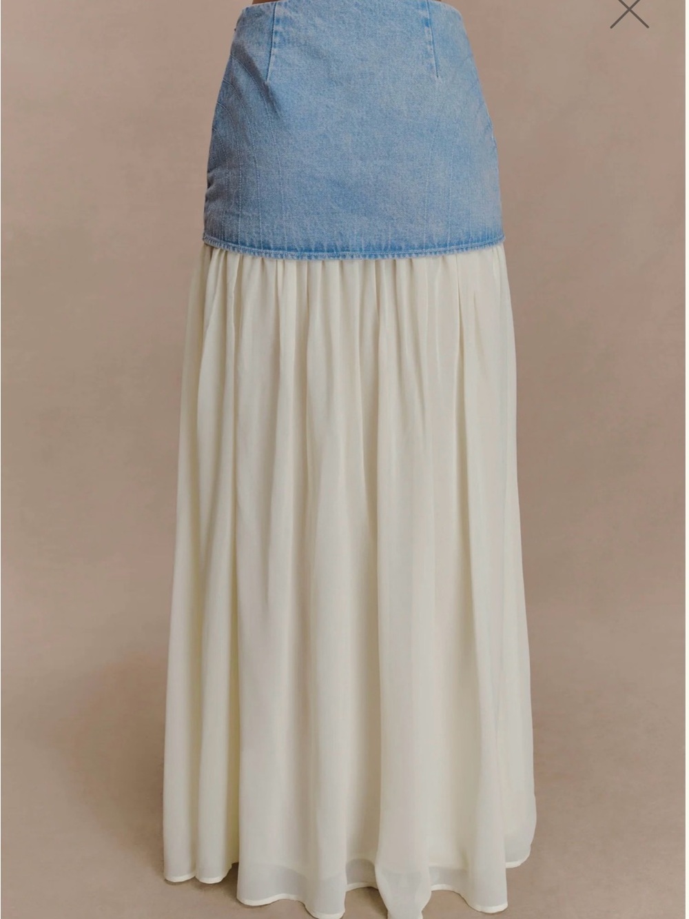 Meshki Light Blue Denim Corset Top with Cream Maxi Skirt - Picture 5 of 5